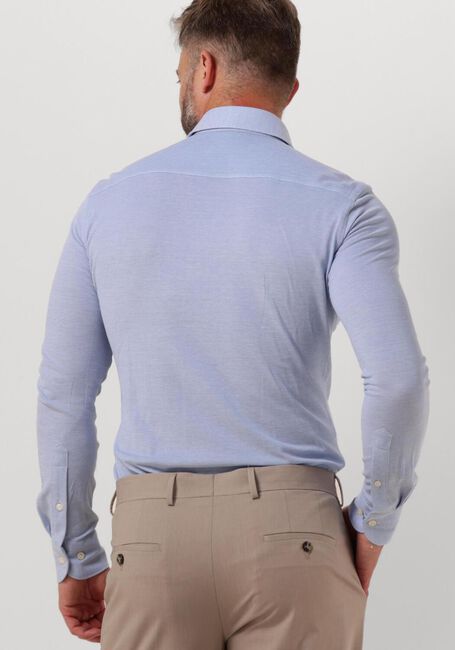 Lichtblauwe PROFUOMO Klassiek overhemd KNITTED SHIRT - large