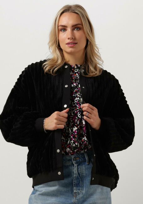 ALIX THE LABEL Jack LADIES WOVEN RIB FUR BOMBER JACKET en noir - large