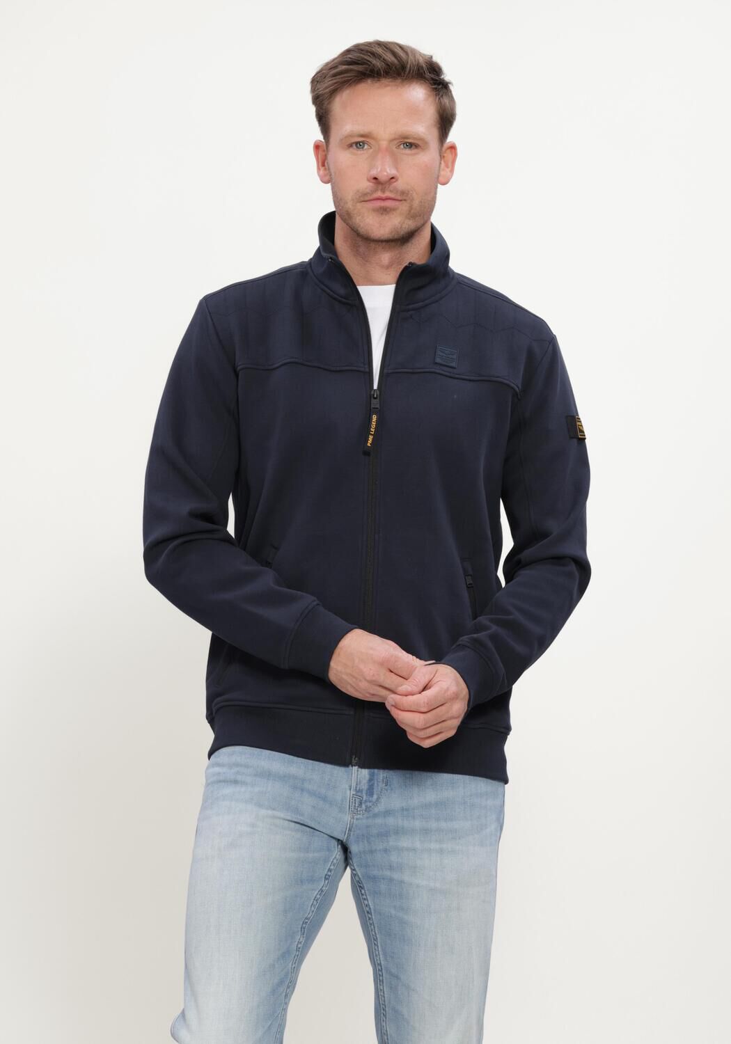 Donkerblauwe PME LEGEND Sweater ZIP JACKET INTERLOCK SWEAT - large