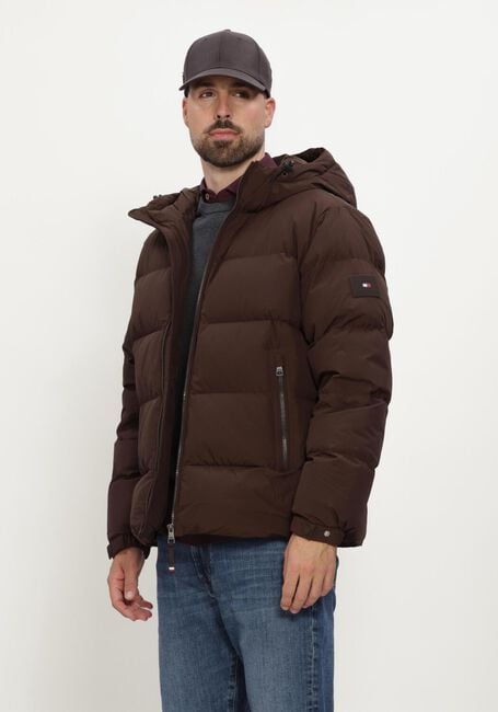 TOMMY HILFIGER Veste matelass&eacute; DOWN HOODED PUFFER JKT en marron - large