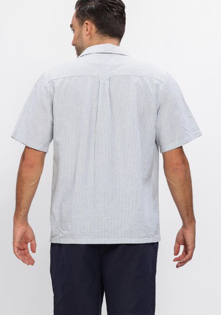 Blauwe LES DEUX Casual overhemd LUKAS STRIPE COTTON LINEN SS SHIRT - large