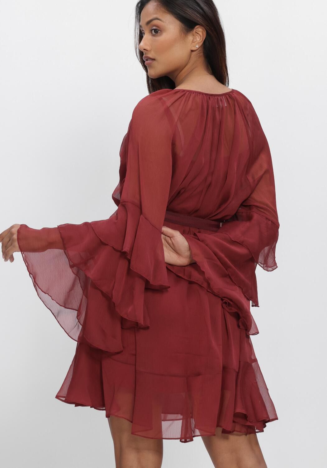 DANTE6 Mini robe SOLSTICE BOHO CHIFFON SHORT DRESS Bordeaux - large