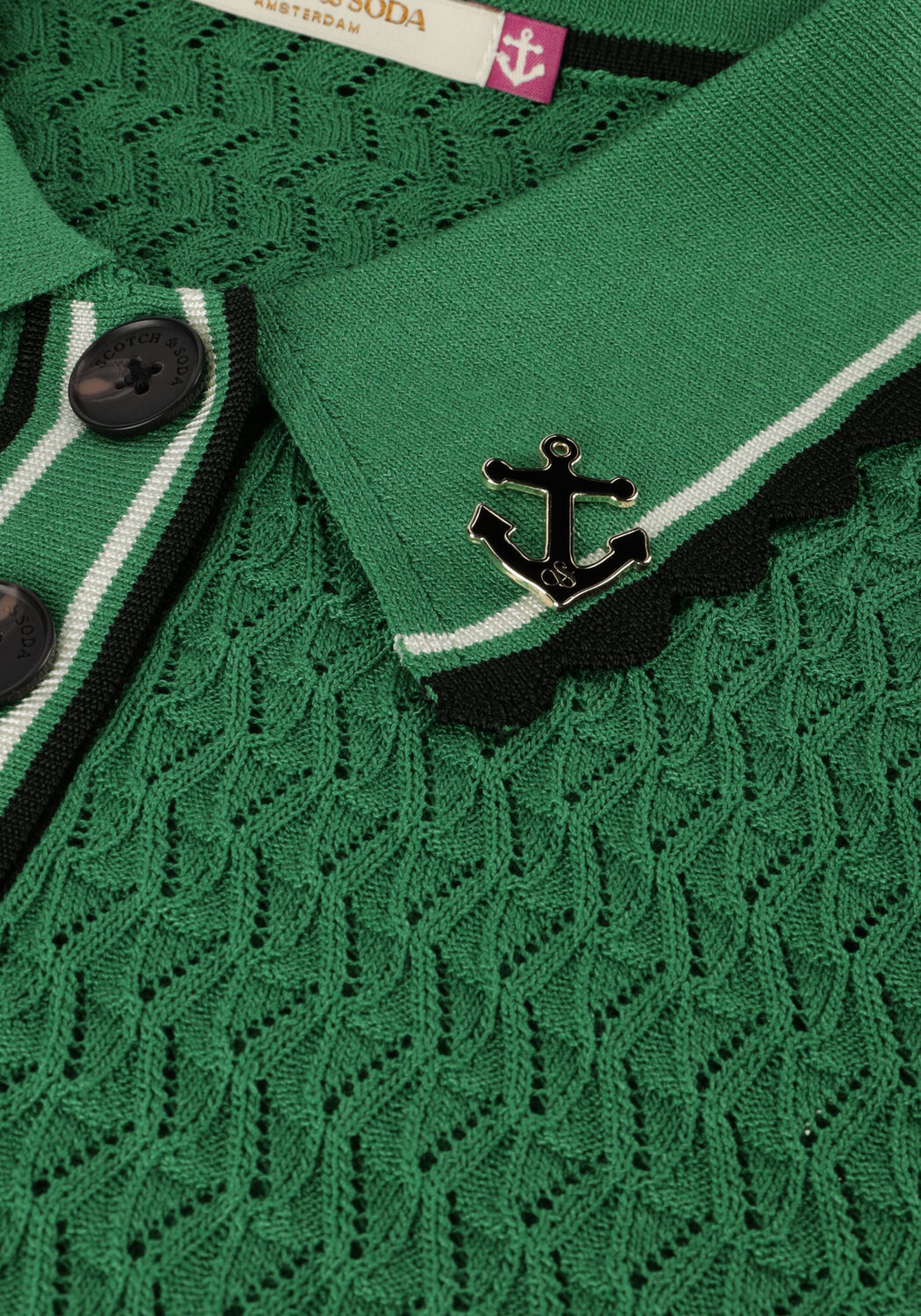 SCOTCH & SODA Polo POINTELLE COLLARED KNITTED TEE en vert - large