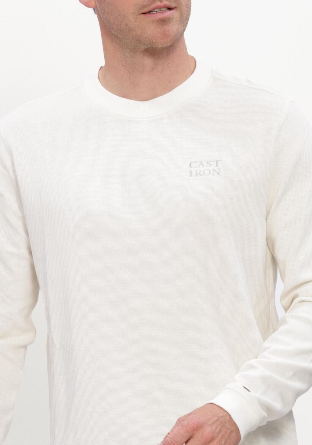 Gebroken wit CAST IRON T-shirt LONG SLEEVE R-NECK REGULAR FIT WAFFLE - large