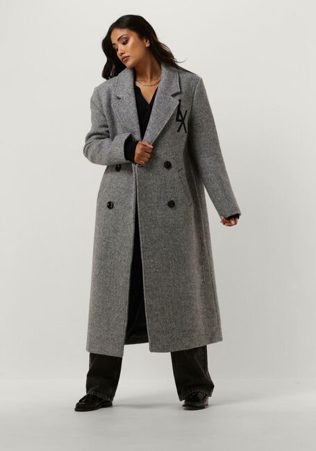 Grijze ALIX THE LABEL Mantel LONG WOOL COAT - large