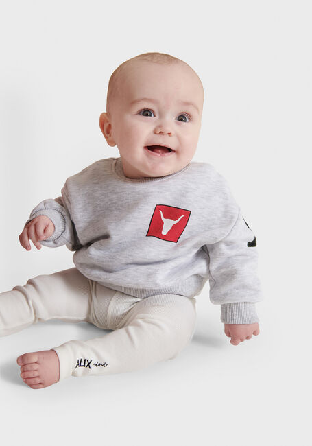ALIX MINI Chandail BABY KNITTED PATCH SWEATER en gris - large