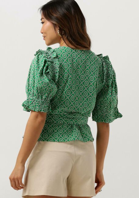 SCOTCH & SODA Haut WRAP TOP WITH BRODERIE ANGLAISE en vert - large