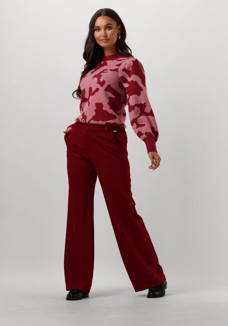 Rode POM AMSTERDAM Pantalon WIDE LEG BURGUNDY RED - large