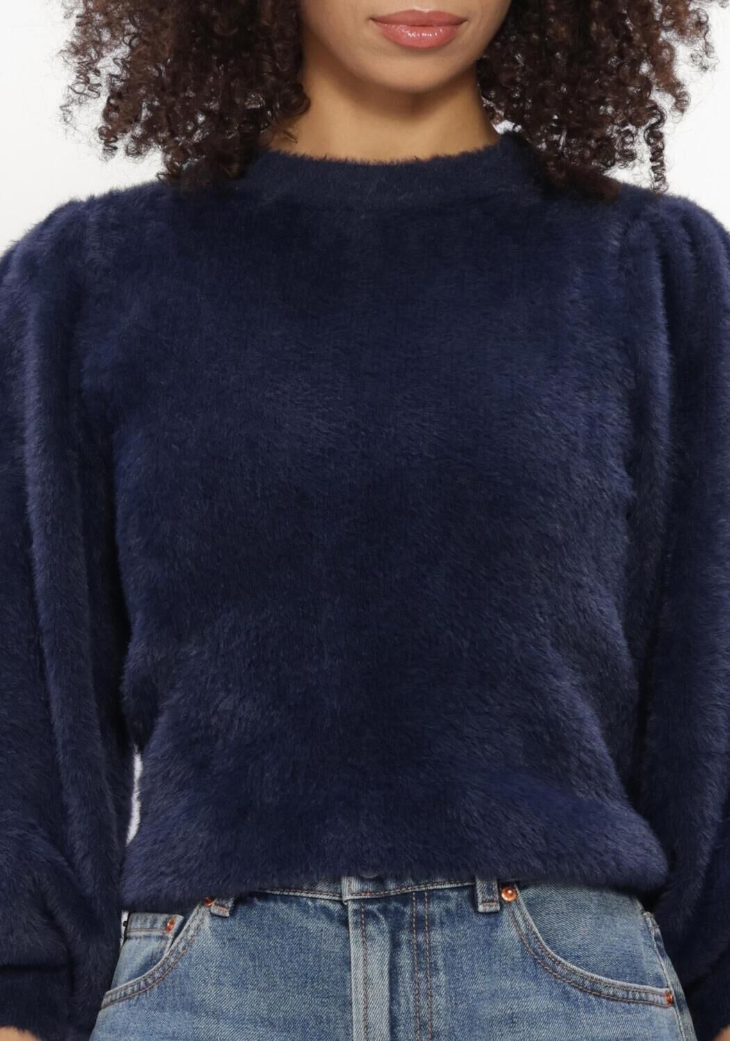 CATWALK JUNKIE Pull FUZZY PUFF SLEEVE KNIT Bleu fonc&eacute; - large