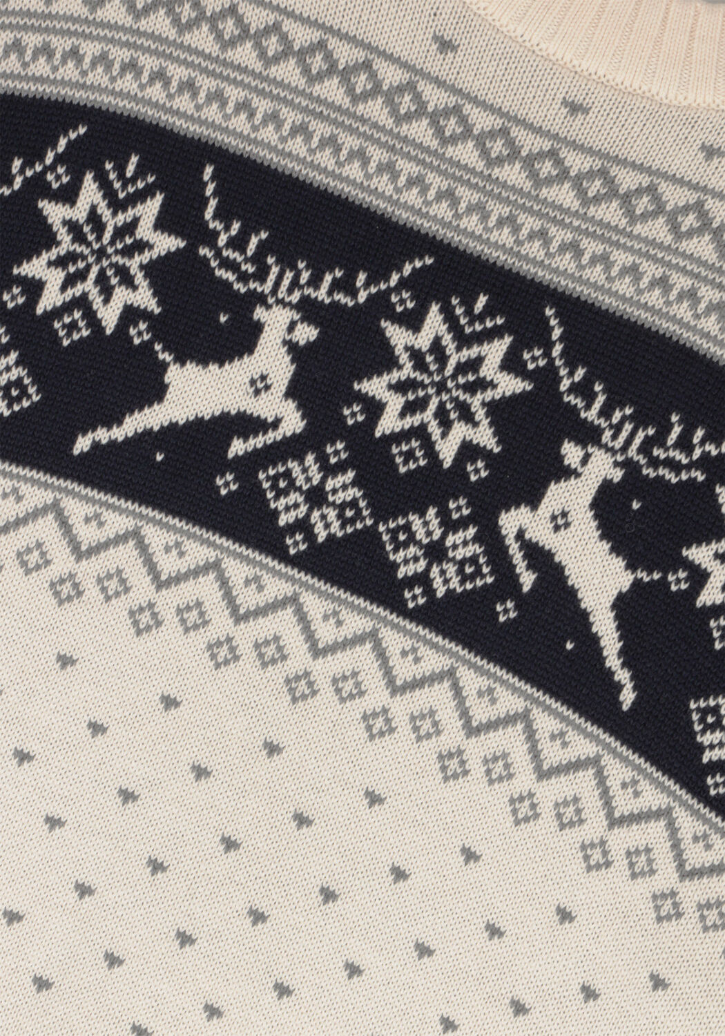 Witte SELECTED MEN Trui SLHNEWDEER LS KNIT CREW NECK W - large