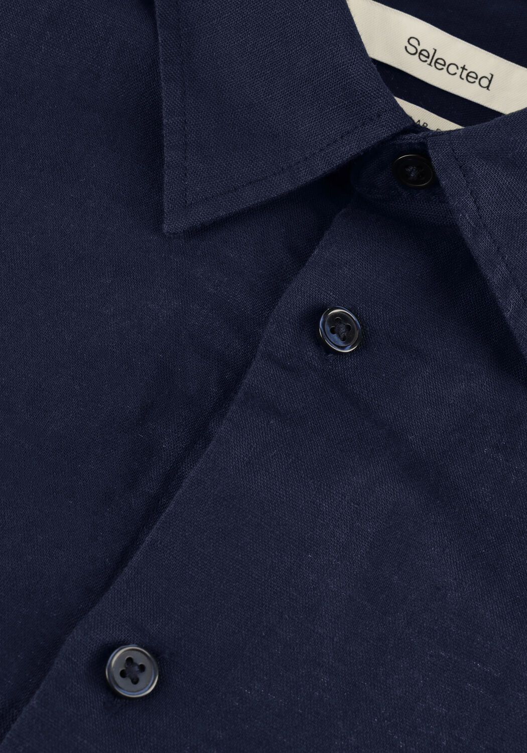 Donkerblauwe SELECTED MEN Casual overhemd SLHREGCLAY LINENBLEND LS SHIRT CLA NOOS - large
