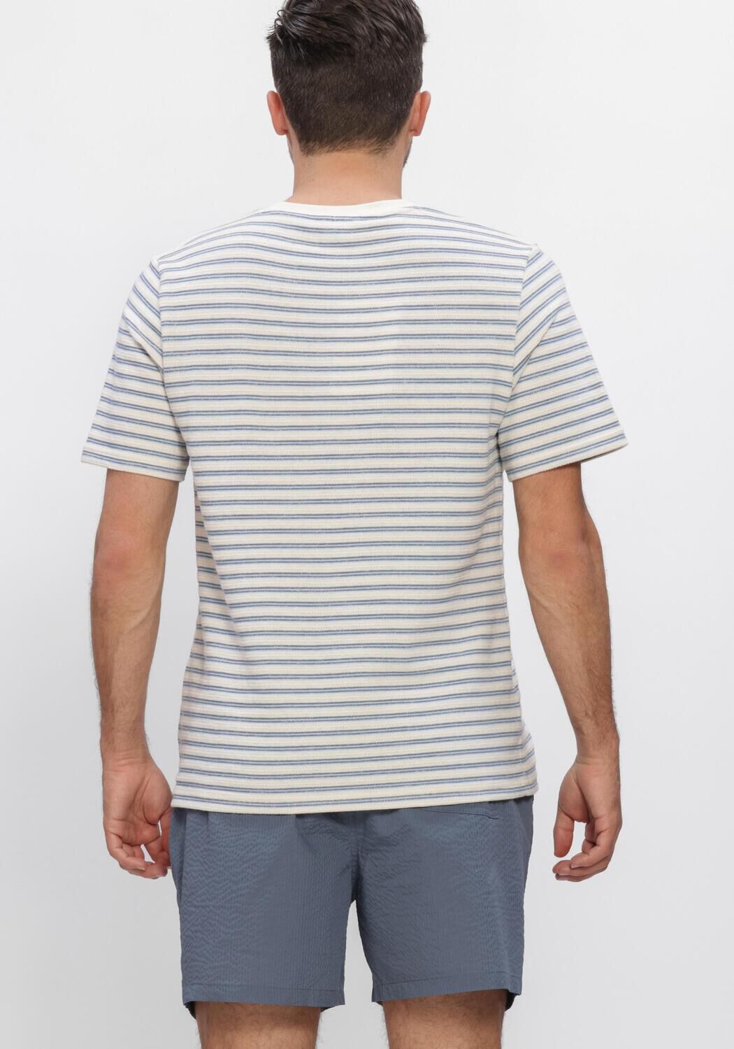 SELECTED MEN SLHKEVIN STRIPE SS O-NECK TEE Polos & T-Shirts en bleu - large