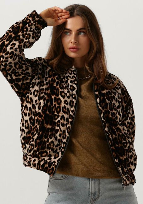 Zwarte ALIX THE LABEL Jack LADIES WOVEN ANIMAL BOMBER - large
