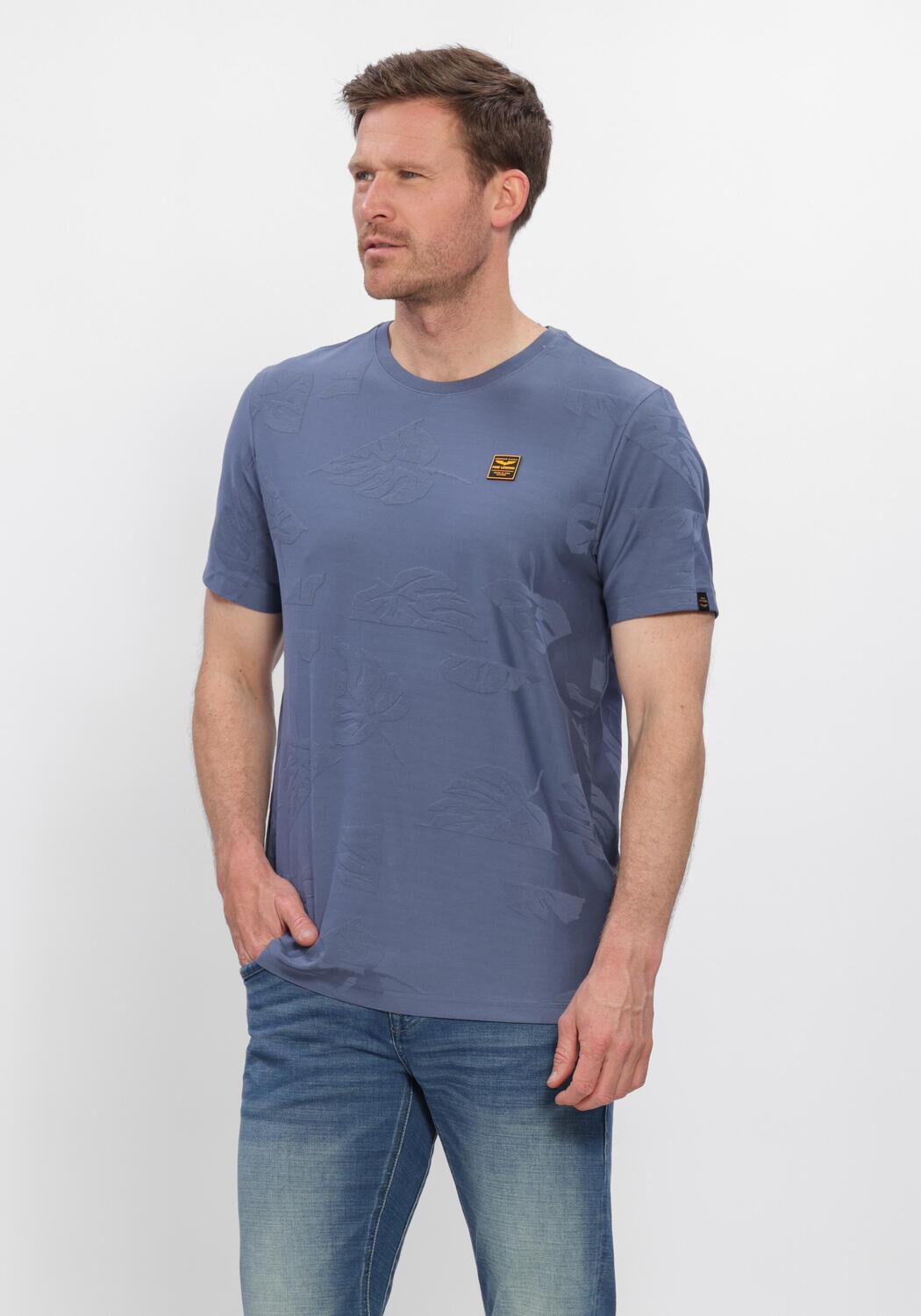 PME LEGEND Polo SHORT SLEEVE R-NECK JACQUARD JERSEY en bleu - large