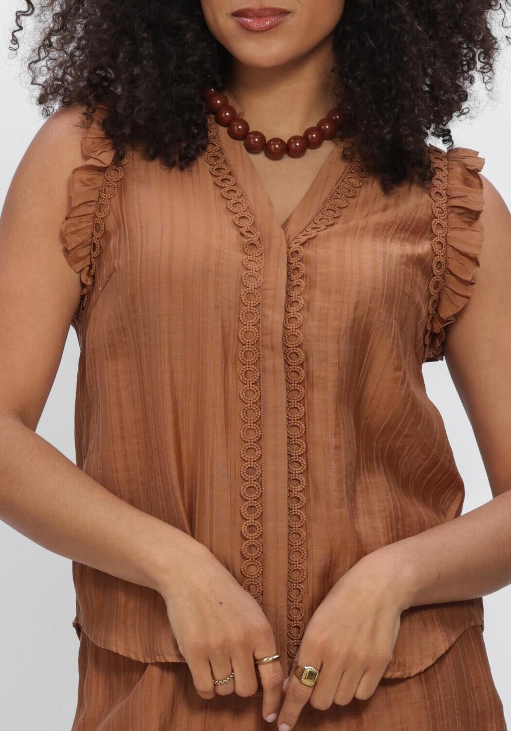 CO'COUTURE Haut REGGIECC FRILL TOP en marron - large