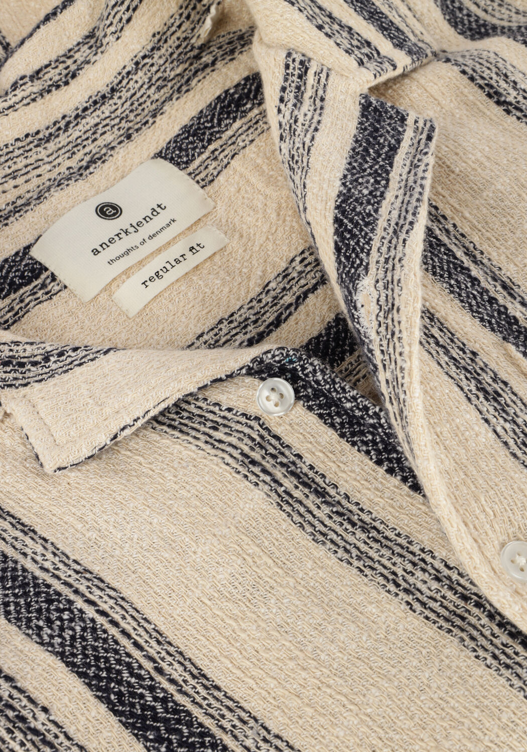 Beige ANERKJENDT Casual overhemd AKLEON STRUCTURE S/S SHIRT - large