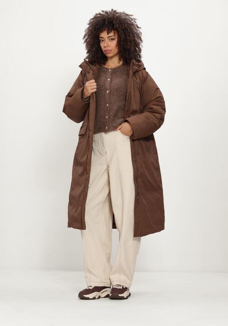 Bruine OBJECT Gewatteerde jas OBJKELYN L/S RE LONG JACKET NOOS - large