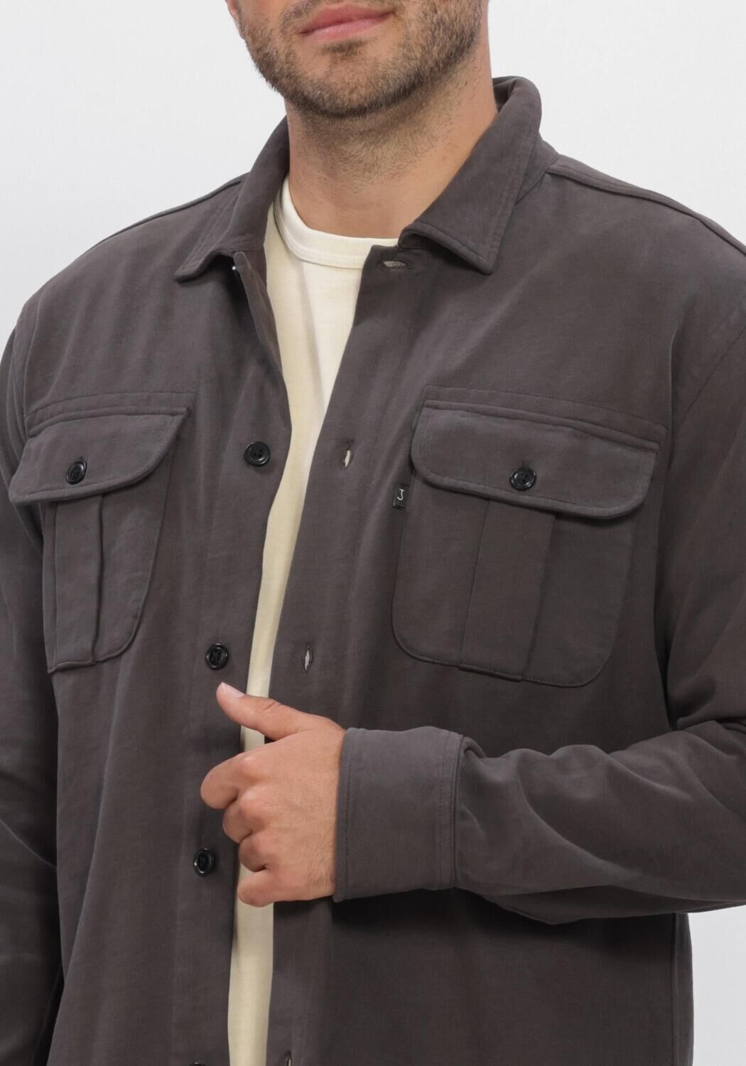 BUTCHER OF BLUE Surchemise PHIL PEACHED JERSEY OVERSHIRT Gris fonc&eacute; - large