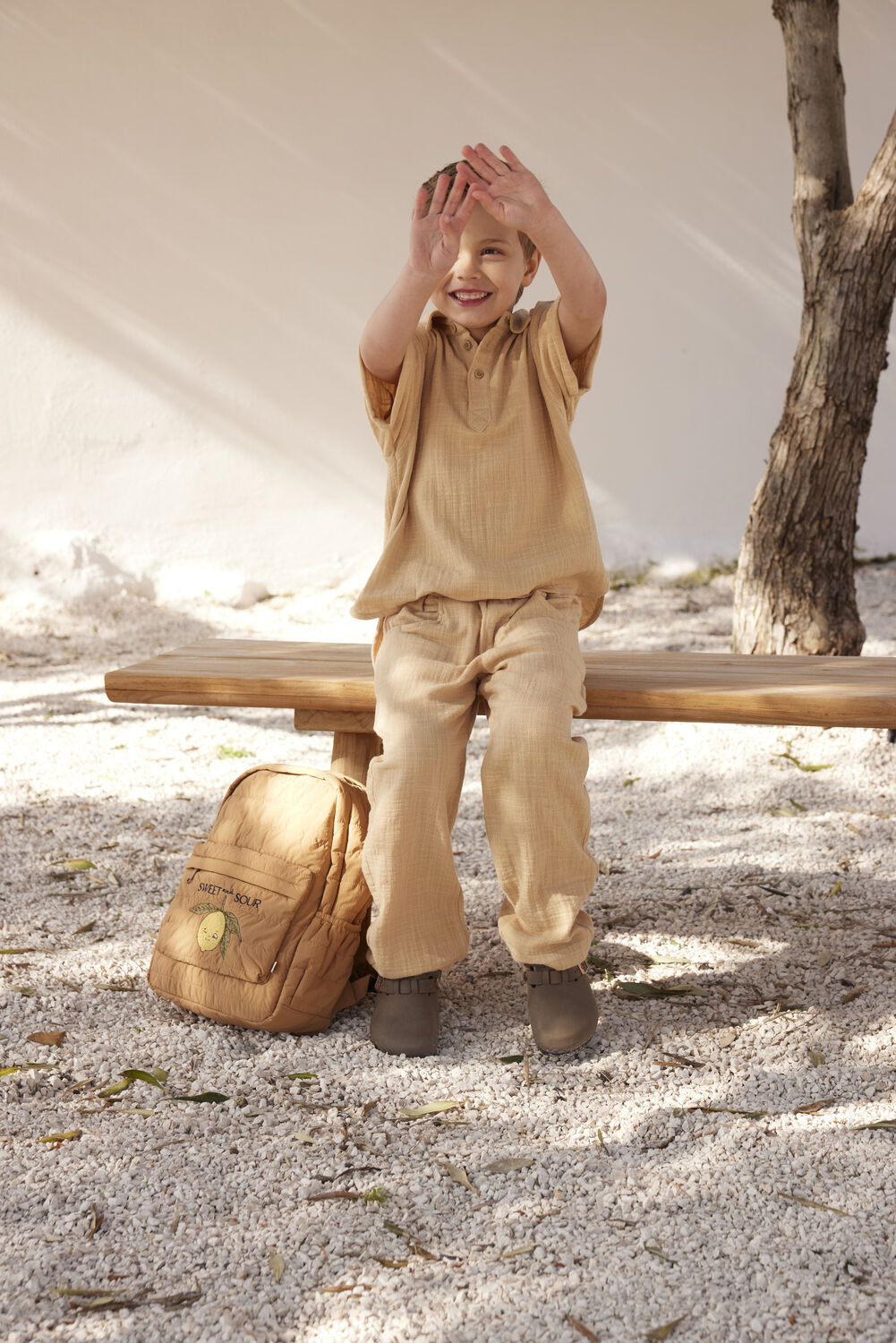 LIL' ATELIER Chemise d&eacute;contract&eacute; NMMDAWSON SS LOOSE SHIRT LIL en beige - large