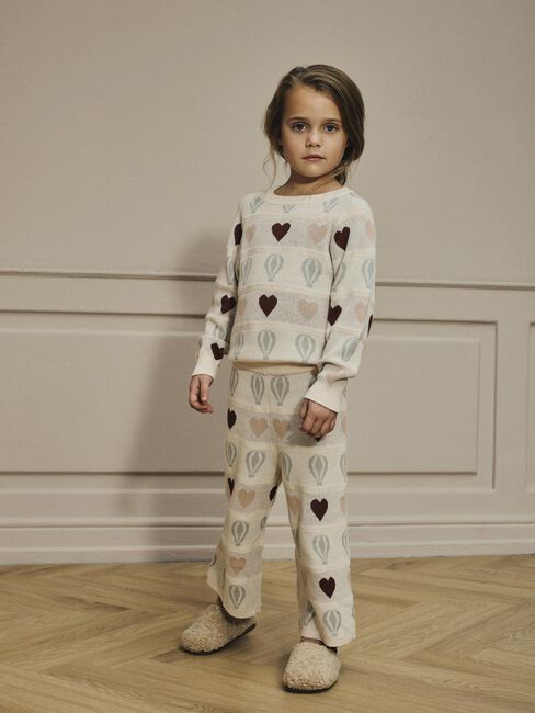 Gebroken wit LIL' ATELIER Wijde broek NMFLAMAI WIDE KNIT ANCLE PANT LIL - large