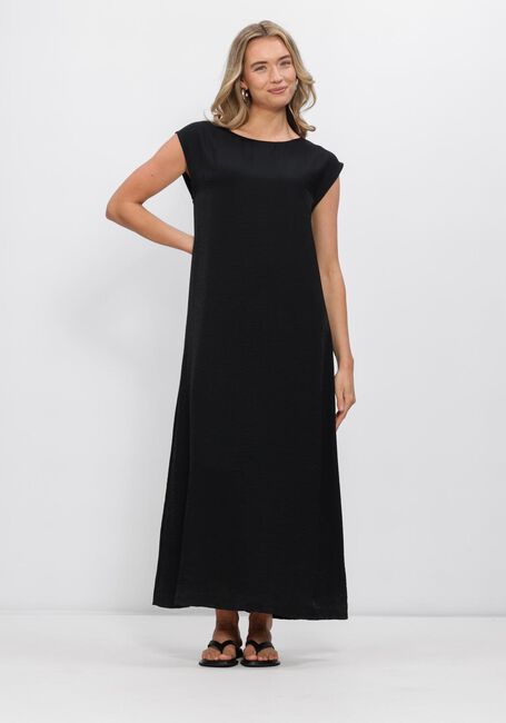 JANSEN AMSTERDAM Robe maxi OTIS JURK CB 598 COLORBLOCK CAP SLEEVE WIDE NECKLINE LONG en noir - large