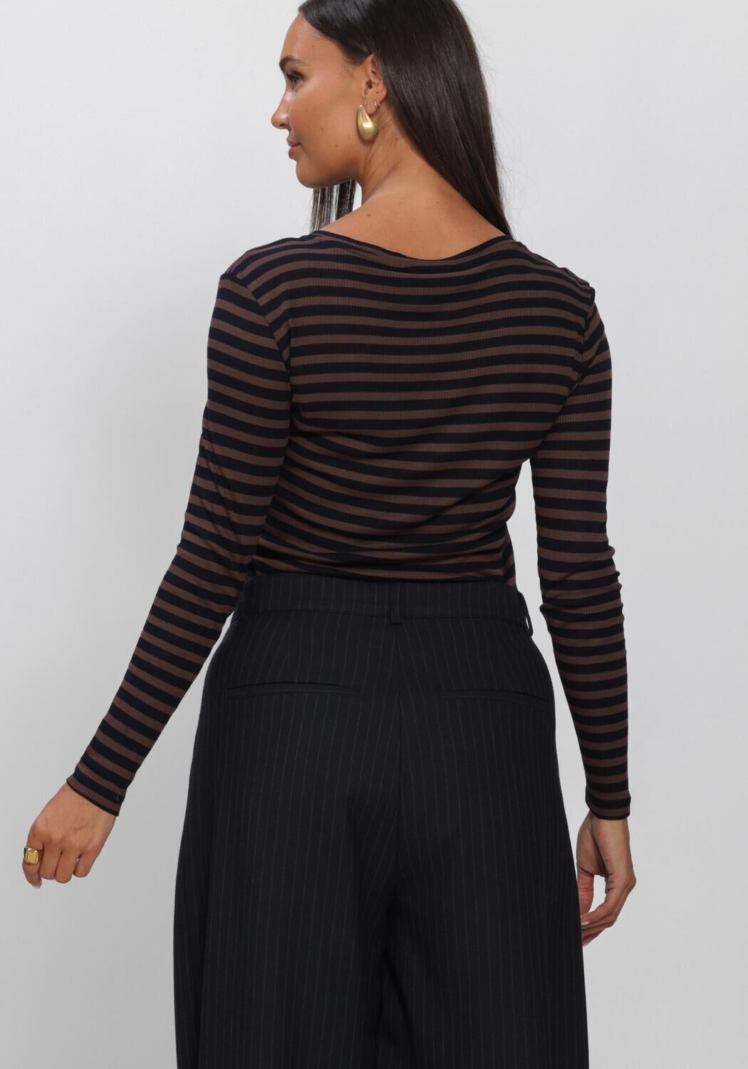 BY-BAR Haut BASIC LS RIB TOP en marron - large