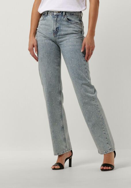 COLOURFUL REBEL Straight leg jeans JONES RHINESTONES DENIM Bleu clair - large