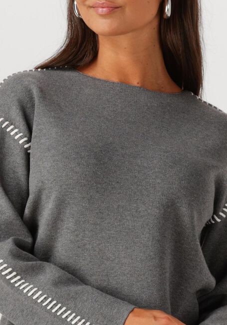 Grijze Y.A.S. Trui YASSTITCHA LS KNIT PULLOVER - large