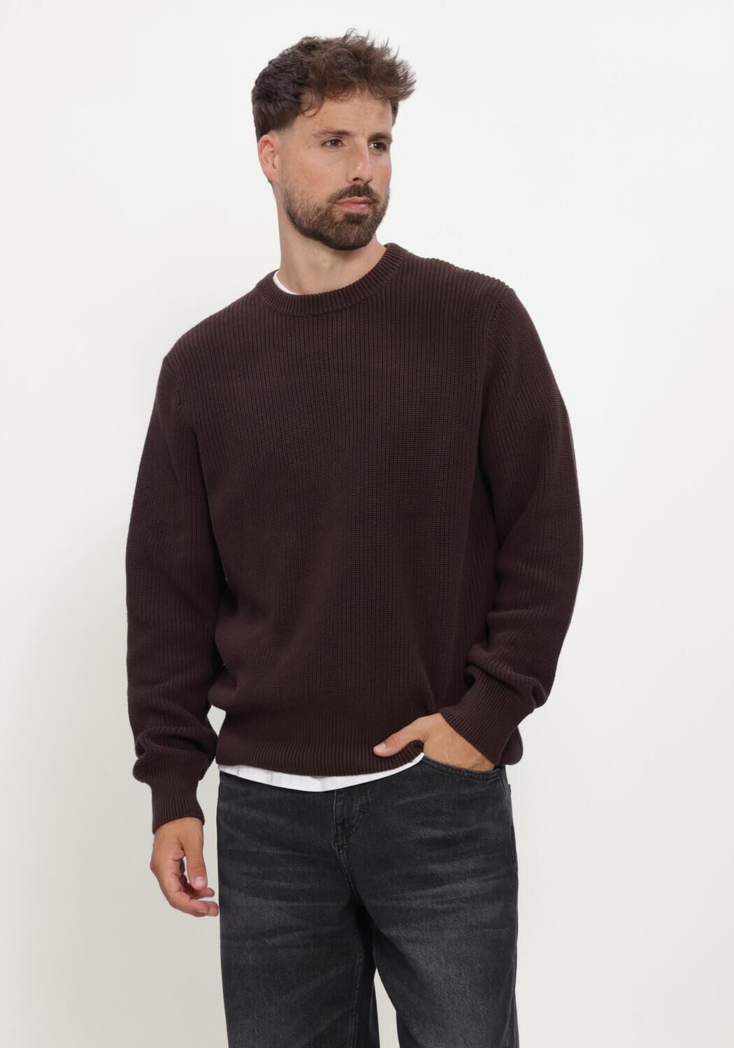 Bruine LES DEUX Trui RIB CREWNECK KNIT - large