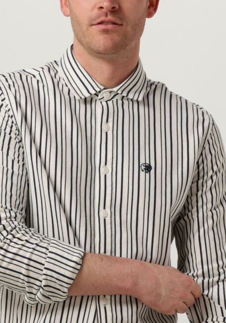 CAST IRON Chemise décontracté LONG SLEEVE SHIRT JERSEY STRIPE WITH STRUCTURE Bleu clair - large