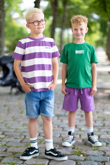 MOODSTREET T-shirt BOYS T-SHIRT STRIPED en violet - large