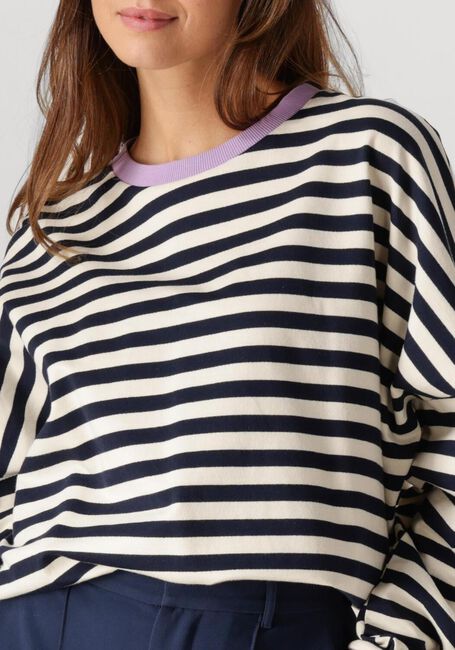 COLOURFUL REBEL Pull STRIPE CONTRAST DROPPED SHOULDER SWEAT en blanc - large