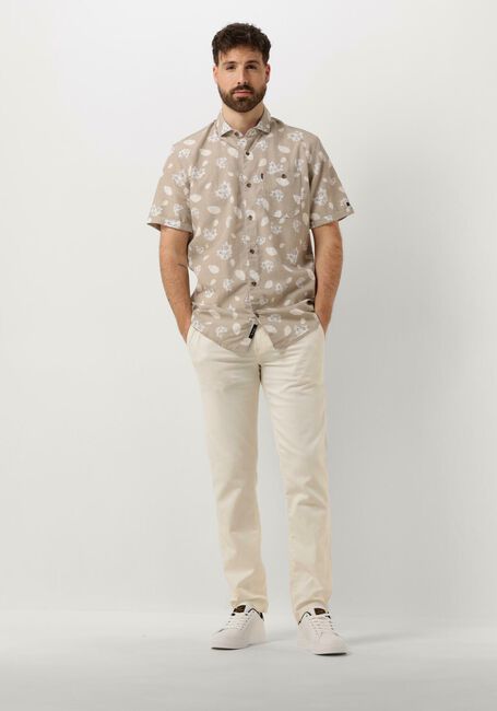 Beige VANGUARD Casual overhemd SHORT SLEEVE SHIRT PRINTED TENCEL COTTON LINEN - large