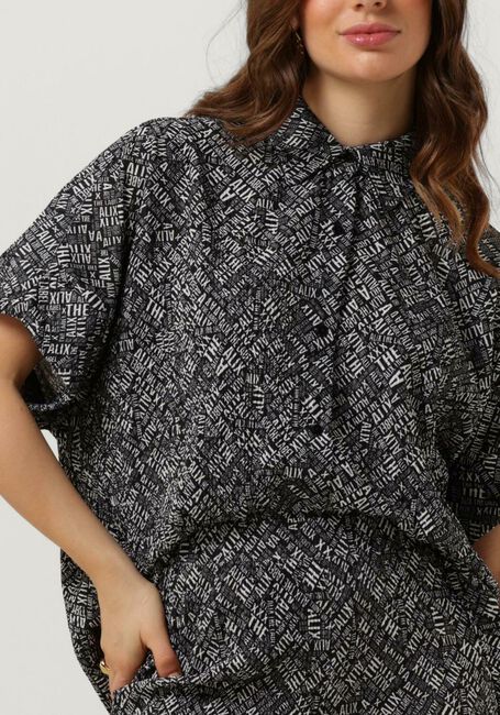 Zwarte ALIX THE LABEL  LADIES WOVEN CRINKLE TEXT OVERSIZED BLOUSE - large