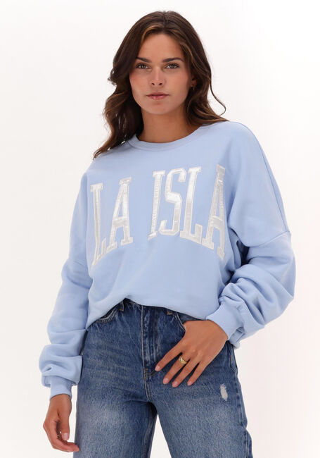 Lichtblauwe COLOURFUL REBEL Sweater LA ISLA PATCH DROPPED SHOULDER SWEAT - large