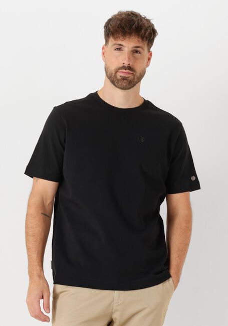 Zwarte CAST IRON T-shirt CREWNECK REGULAR FIT INTERLOCK ESSENTIAL - large