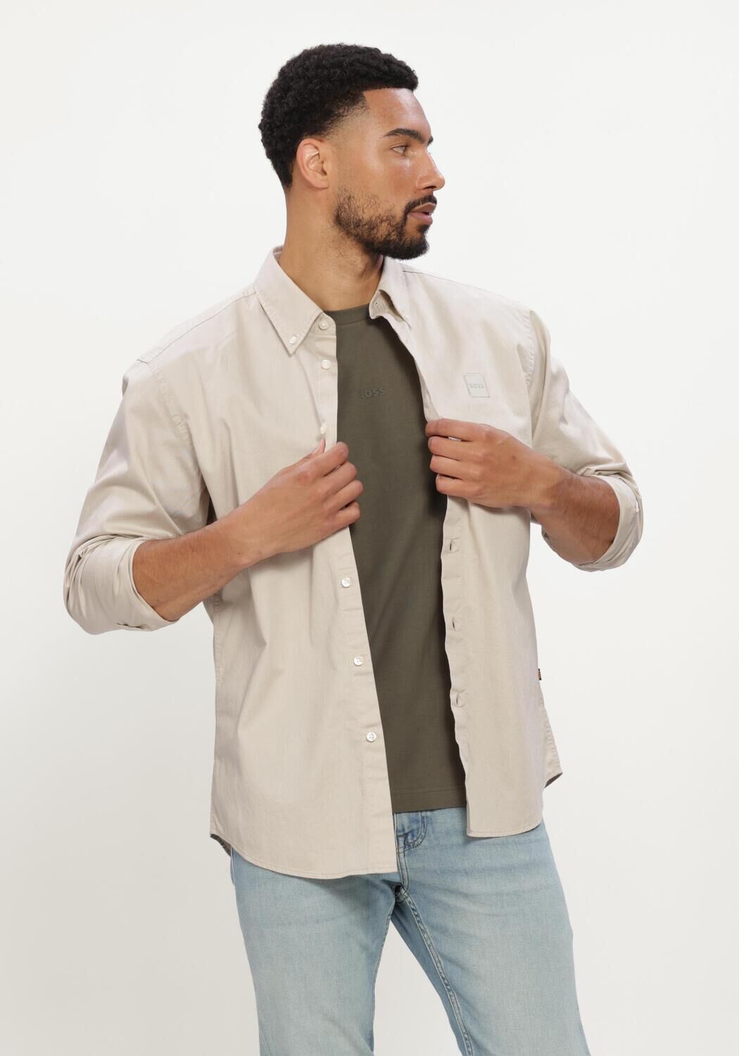 BOSS ORANGE Chemise d&eacute;contract&eacute; RICOPLUS_M en beige - large