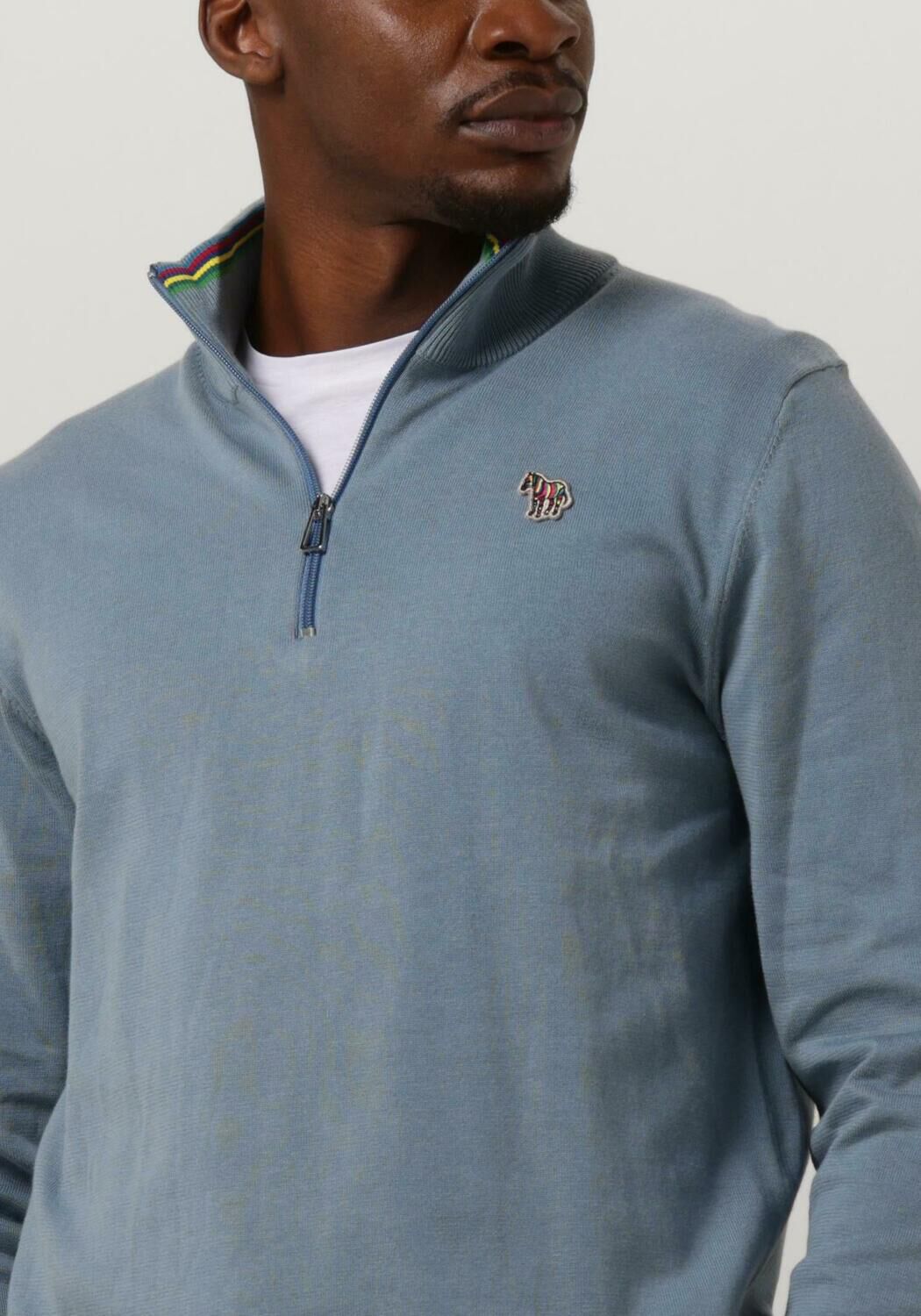 lichtblauwe ps paul smith trui mens sweater half zip zeb bad