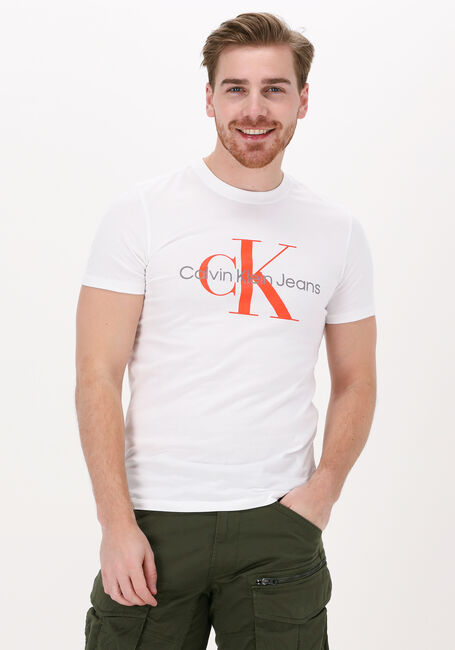 Witte CALVIN KLEIN T-shirt SEASONAL MONOGRAM TEE - large