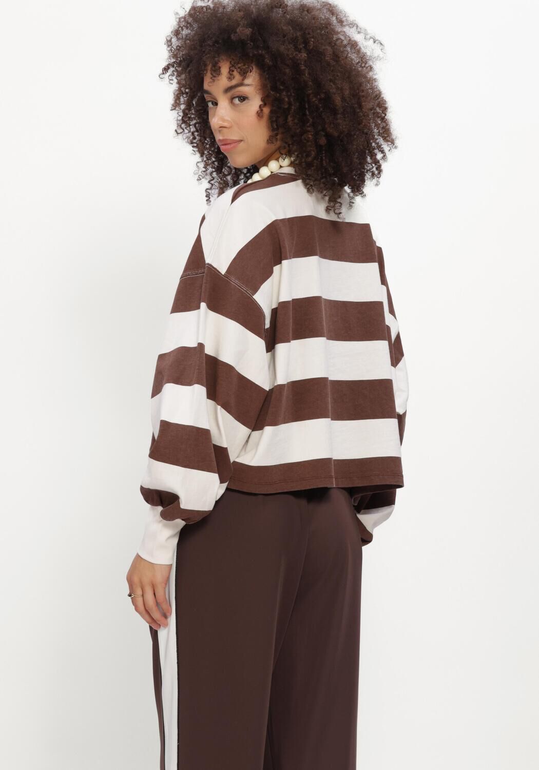 CATWALK JUNKIE Haut OVERSIZED STRIPED LONG SLEEVE en marron - large