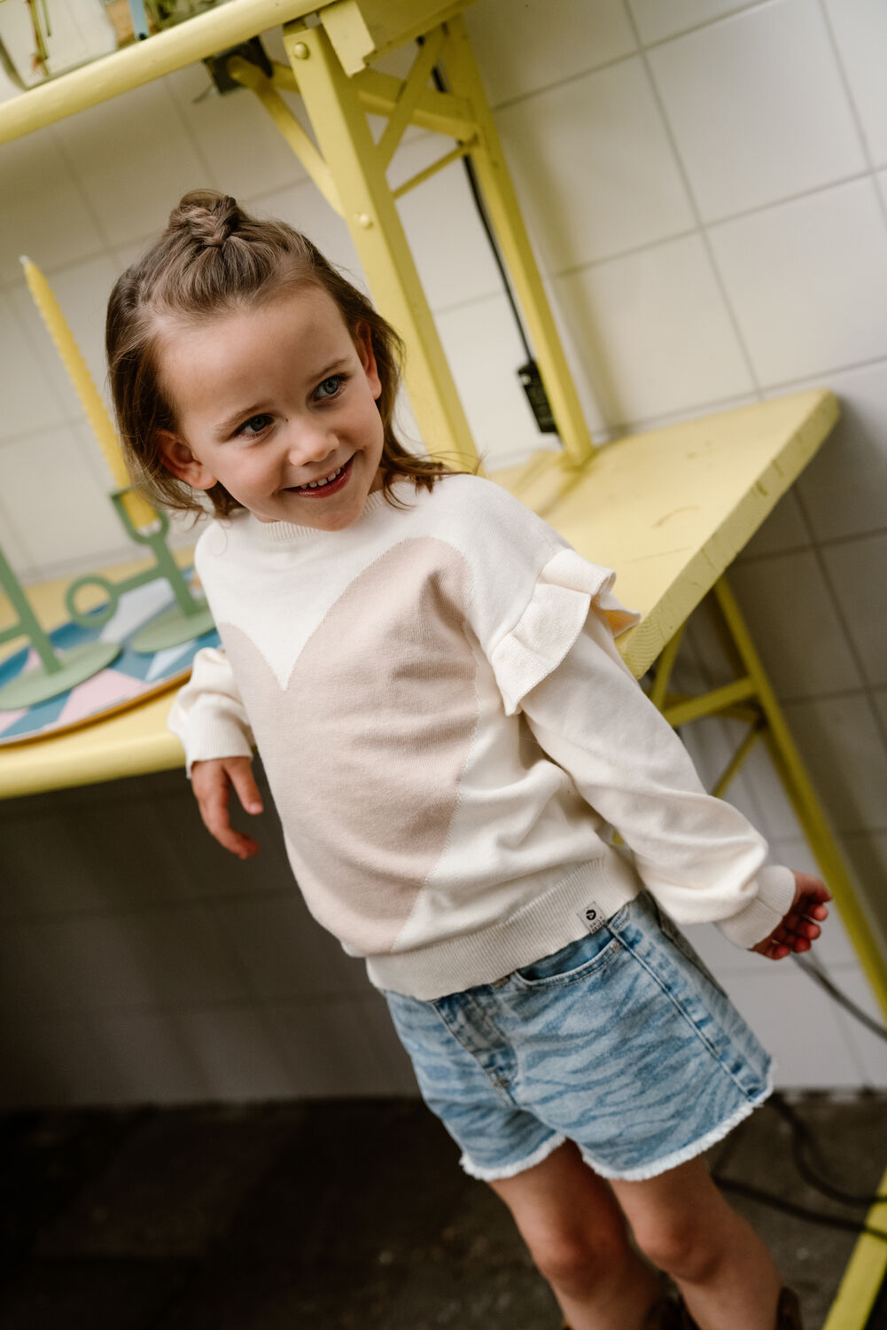 Beige DAILY7 Trui KNITTED SWEAT FANCY - large