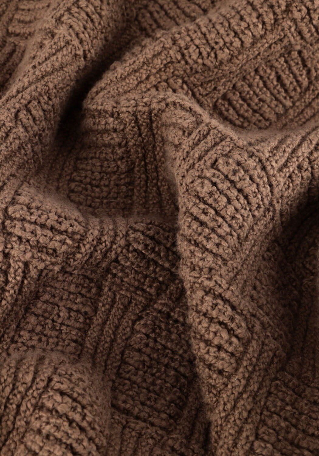 CAST IRON Col roul&eacute; MOCK NECK COTTON SOFT BOUCLE TURTLE en marron - large