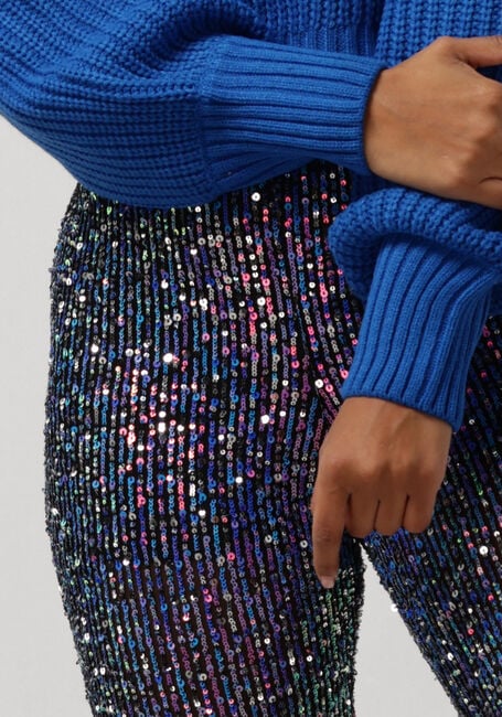 COLOURFUL REBEL Pantalon évasé STEFFIE SEQUINS FLARE en bleu - large