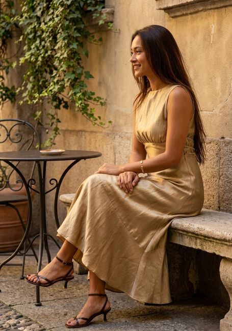 Gouden AAIKO Midi jurk MICHELLE VIS 512 - large