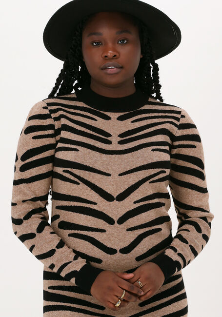 OBJECT Mini robe THESS L/S JACQUARD KNIT DRESS en camel - large