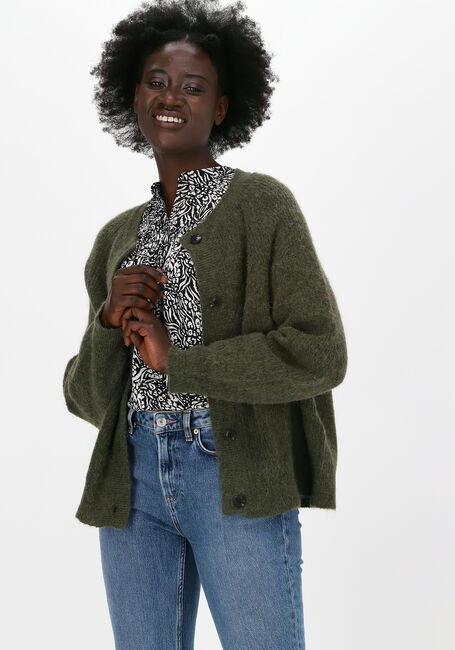 SELECTED FEMME Gilet SLFLULU LS KNIT SHORT CARDIGAN Vert foncé - large