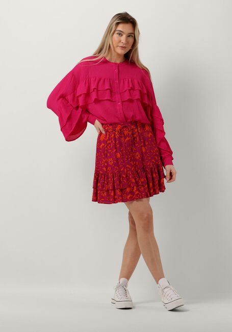 Roze ALIX THE LABEL  LADIES WOVEN STRUCTURED CHIFFON RUFFLE BLOUSE - large