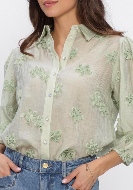 JANSEN AMSTERDAM ROOS BLOUSE 3DF1 778 3/4 PUFFED SLEEVE 3D FLOWERS Blouses Menthe - large