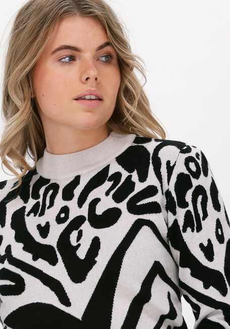 Lichtgrijze OBJECT Trui THESS L/S JACQUARD KNIT PULLOVER - large