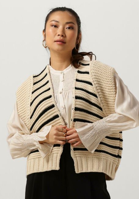 SUMMUM Gilet SLEEVELESS CARDIGAN CHUNKY RIBBLE KNIT Blanc - large